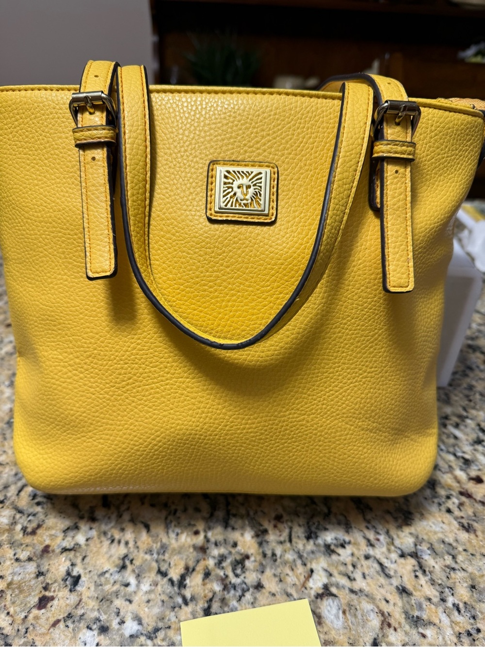 Anne Klein Sunny Yellow Pebbled Leather Tote